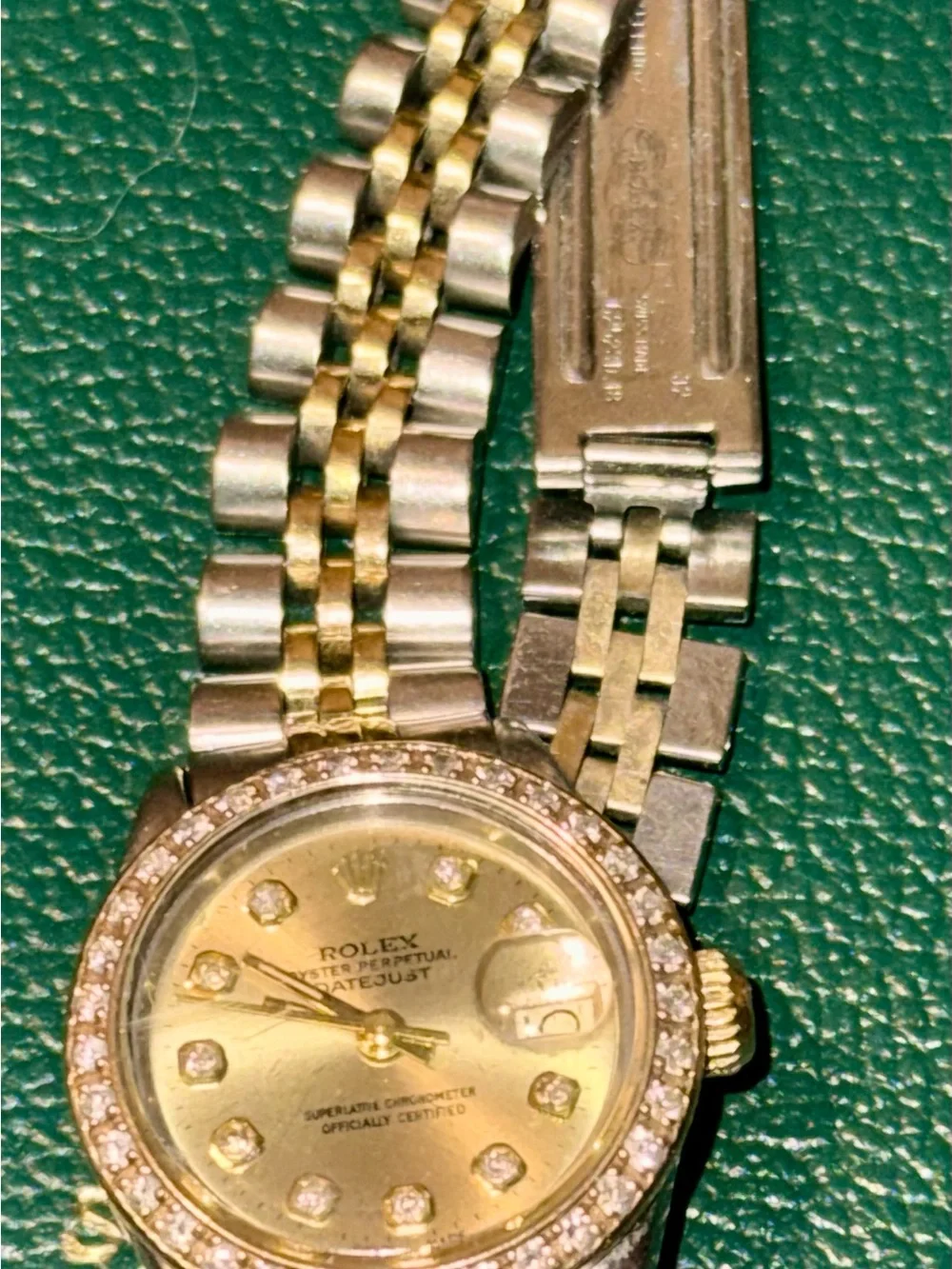 Rolex Two-Tone Gold and Silver Diamond Bezel Datejust Watch